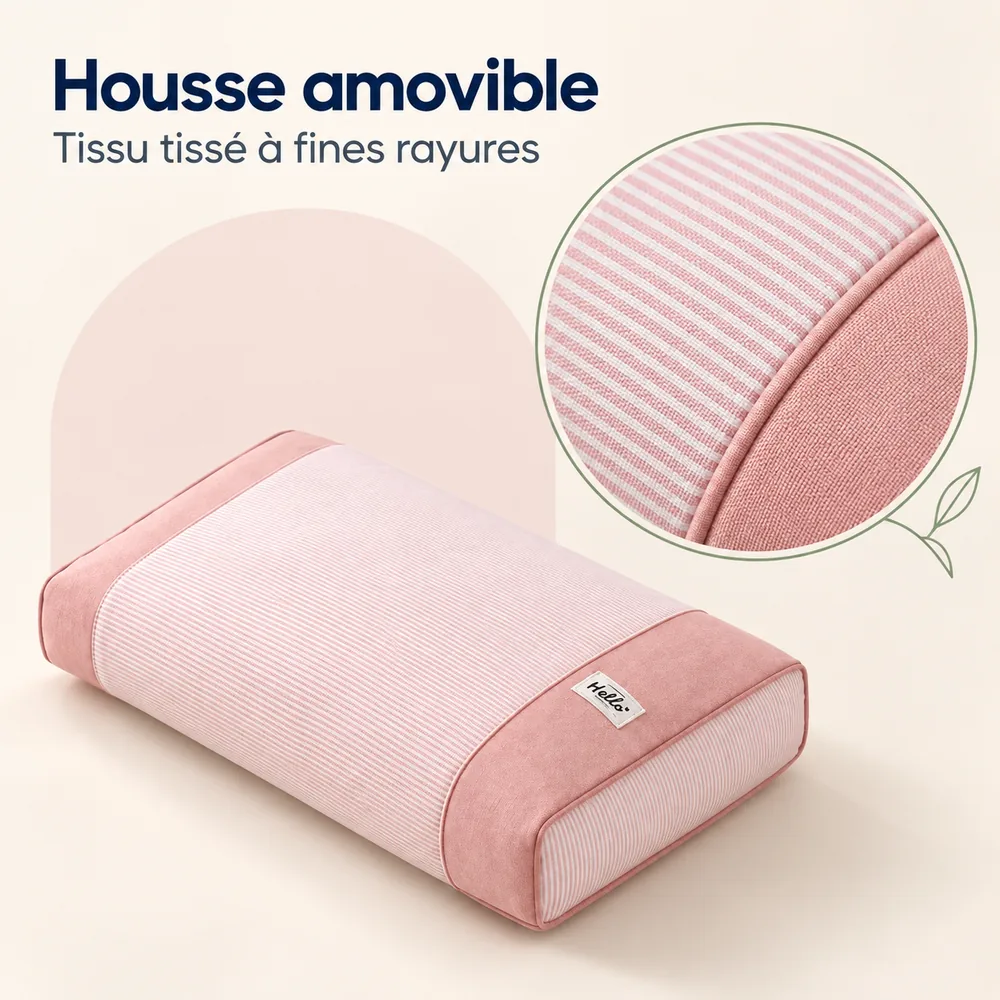 Housse amovible en tissu tissé à fines rayures, en gros plan